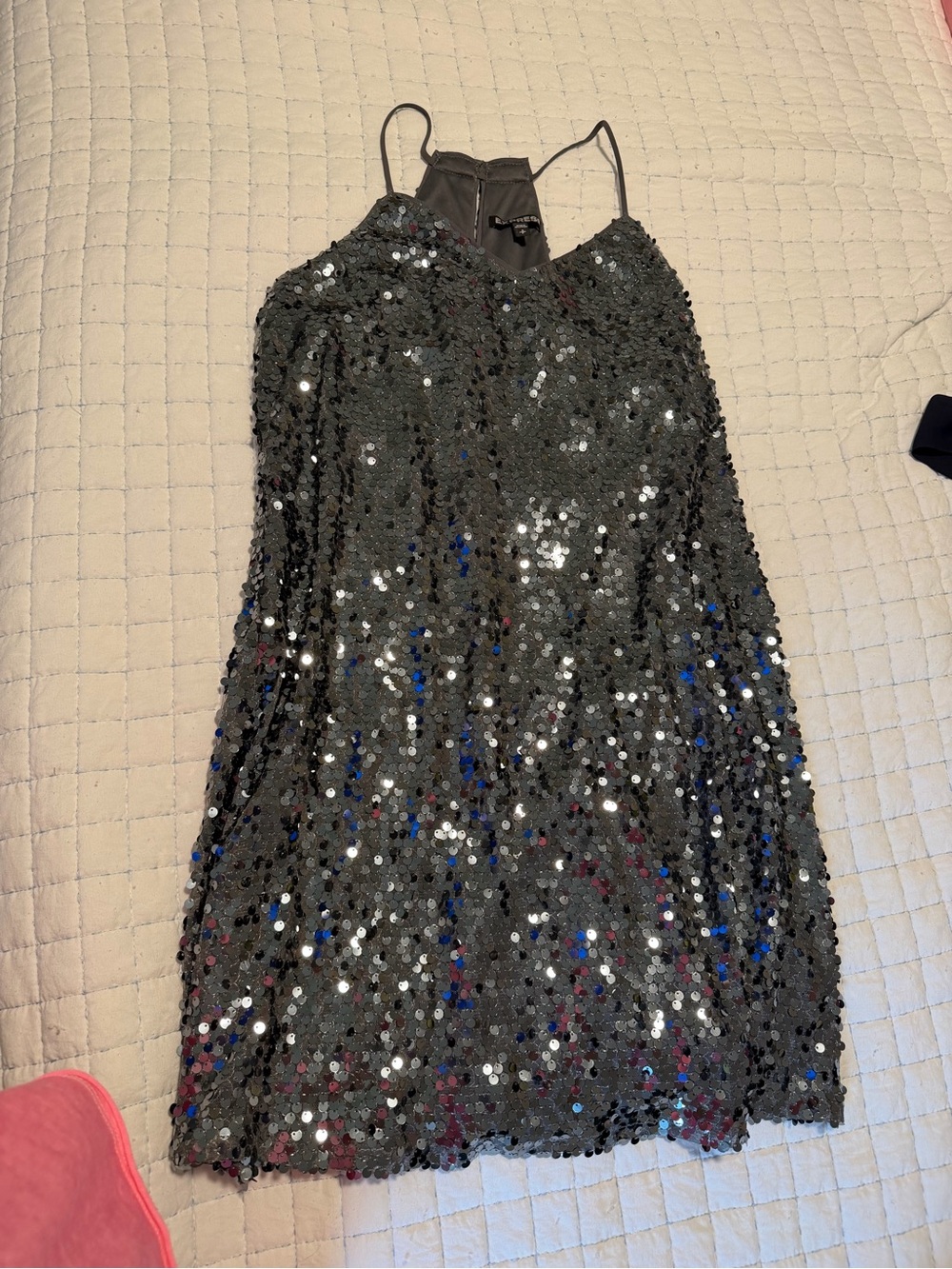 Express sequin Slip Dress size small black & gray
